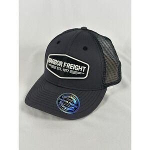 Harbor Freight Trucker Hat Gray Mesh Snapback Cap NWOT Large Logo Structured